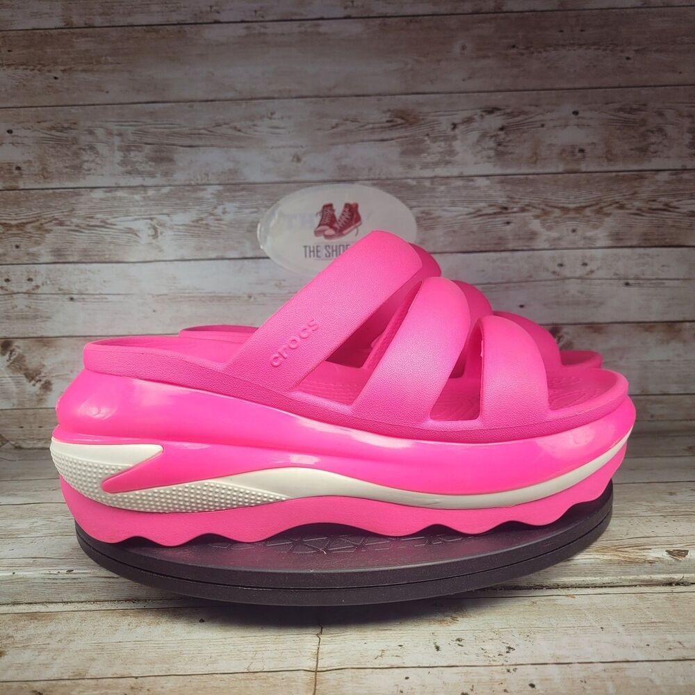 Crocs Mega Crush Triple Strap Women Size 9 Pink Platform Sandals